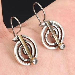 Sterling, bronze & gold topaz pendant & earrings